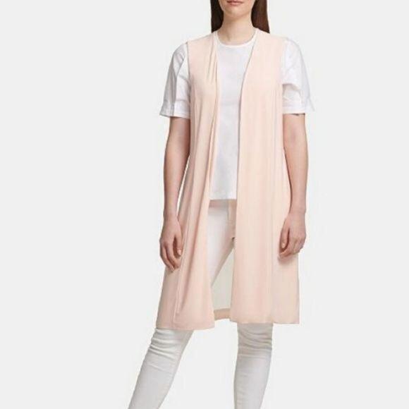 DKNY Pink Sleeveless Sheer Vest Pink - Picture 1 of 7